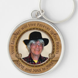 Wood look Personalized Photo Memorial Keychain