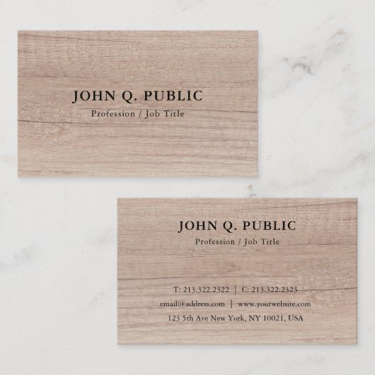 Wood Look Professioneel Sjabloon Visitekaartje (Voorkant / Achterkant)