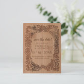 Wood Look Rustieke Wildflower Bird Border Opslaan  Aankondigingskaart (Staand voorkant)