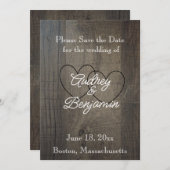 Wood-Look Save the Date kaarten (Voorkant / Achterkant)