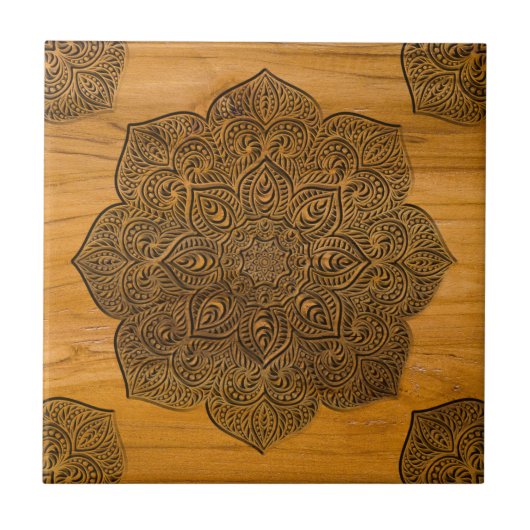 Wood mandala tegeltje (Voorkant)
