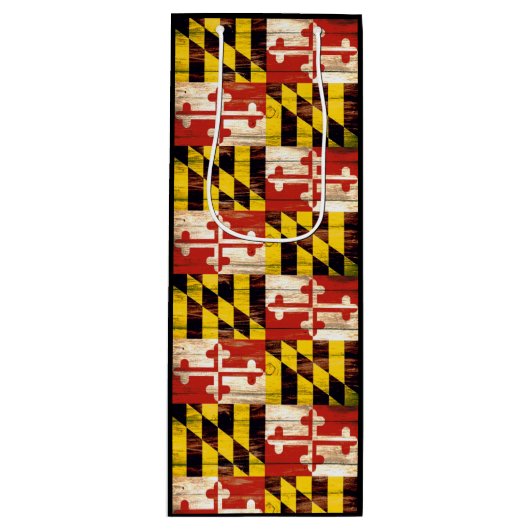 Wood Maryland vlag cadezak wijn Wijn Cadeautas (Voorkant)