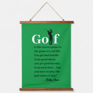 Wood met bovenzijde Golf Quote Wall Tapestry Hangend Wandkleed