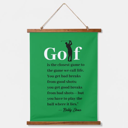 Wood met bovenzijde Golf Quote Wall Tapestry Hangend Wandkleed (Voorkant)