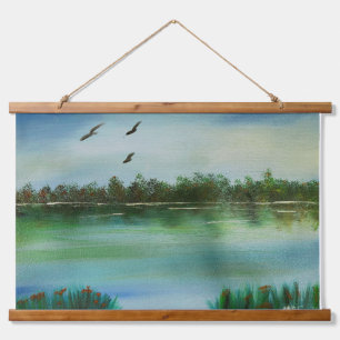 Wood met bovenzijde wandtapijt hangend wandkleed