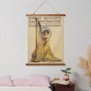 Wood met bovenzijde wandtapijt hangend wandkleed