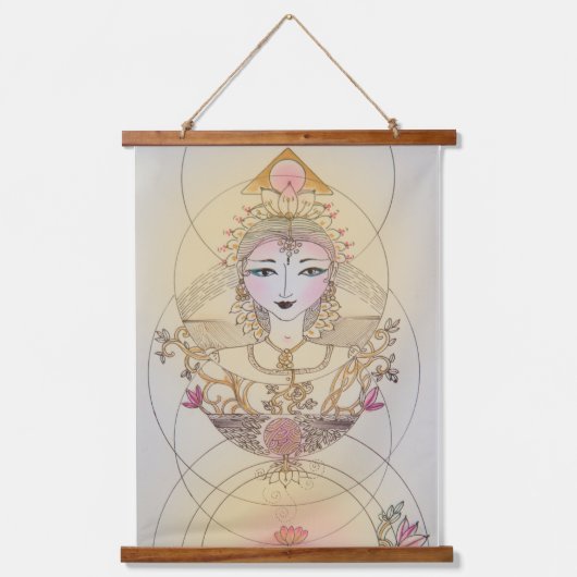 Wood met bovenzijde wandtapijt hangend wandkleed (Voorkant)