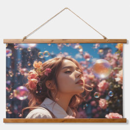 Wood met bovenzijde wandtapijt hangend wandkleed