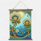 Wood met bovenzijde wandtapijt hangend wandkleed (Voorkant)