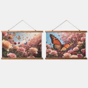 Wood met bovenzijde wandtapijt hangend wandkleed