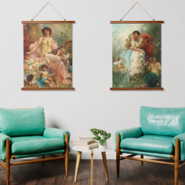 Wood met bovenzijde wandtapijt hangend wandkleed