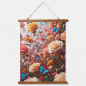 Wood met bovenzijde wandtapijt hangend wandkleed (Voorkant)