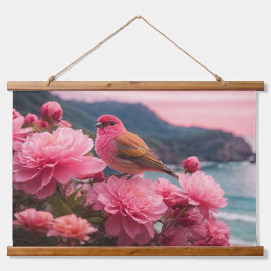 Wood met bovenzijde wandtapijt hangend wandkleed (Voorkant)