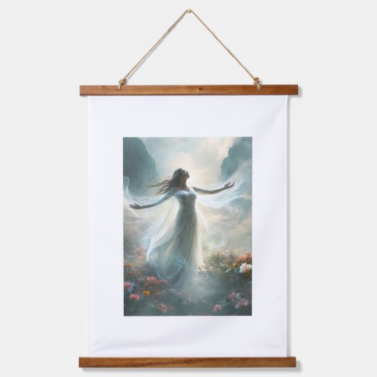 Wood met bovenzijde wandtapijt hangend wandkleed (Voorkant)