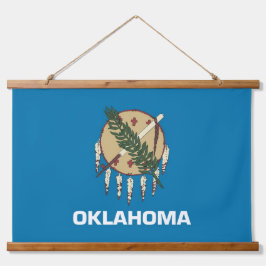 Wood met bovenzijde wandtapijt met vlag van Oklaho Hangend Wandkleed