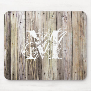 Wood met Shabby Chic Monogram Muismat