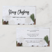 Wood met witte druk Rustige kerst Visitekaartje (Voorkant / Achterkant)