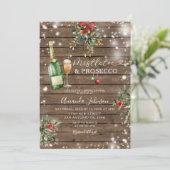 Wood Mistletoe Prosecco Christmas Vrijgezellenfees Kaart (Staand voorkant)