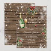 Wood Mistletoe Prosecco Christmas Vrijgezellenfees Kaart (Voorkant / Achterkant)