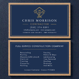 Wood Navy Blue Home Improvement Building Visitekaartje