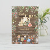 Wood Nutcracker Christmas Tea Vrijgezellenfeest Pa Kaart (Staand voorkant)