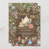 Wood Nutcracker Christmas Tea Vrijgezellenfeest Pa Kaart (Voorkant / Achterkant)