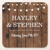 Wood Onderzetters Rustic Lights Wedding Party (Voorkant)