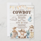 Wood Our Little Cowboy Wild West Boy Baby shower Kaart (Voorkant)