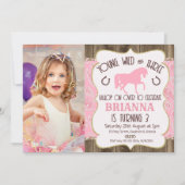 Wood Paisley Glitter Horse 3rd Birthday Invitation Kaart (Voorkant)