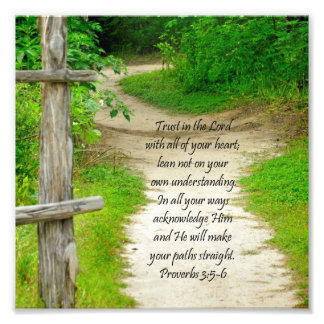 Wood Path Proverbs 3:5-6 Bijbel Verse foto's afdru Foto Afdruk