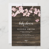 Wood Pink Sakura Cherry Blossom Baby shower Kaart (Voorkant)