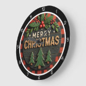 Wood Plaid Christmas Grote Klok (Hoek)