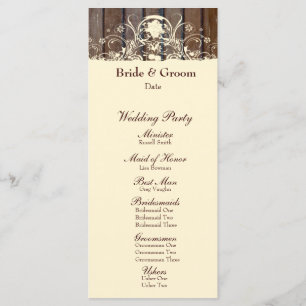 Wood Planks Shabby Lace Wedding Program Programmakaart