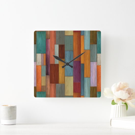 Wood Planks Wall Clock Vierkante Klok (Huis)