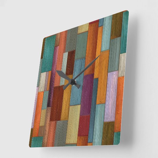 Wood Planks Wall Clock Vierkante Klok (Hoek)