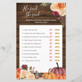 Wood Pumpkin Burnt Sinaasappel Hij zei dat ze game (Voorkant)