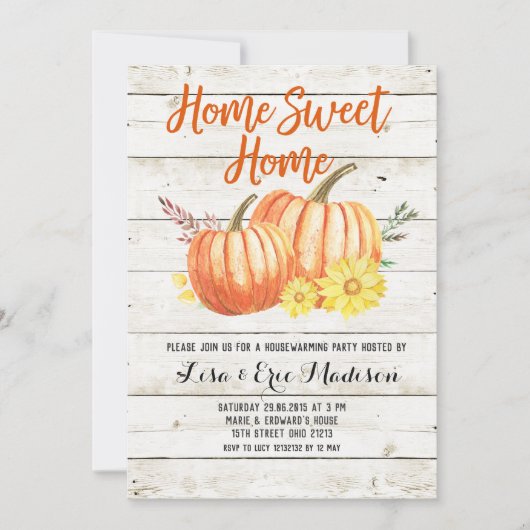 Wood Rustic Herfst Pumpkin Housewarming Kaart (Voorkant)