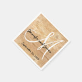 Wood Rustic Monogram Namen Trouwen Servet (Hoek)