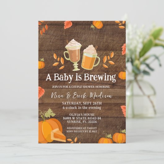 Wood Rustic Pumpkin Baby brouwt voor Boy Kaart (Staand voorkant)