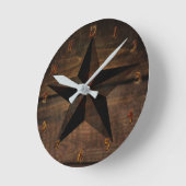 Wood Rustic Rusty Wooden Westerne Star Ronde Klok (Hoek)
