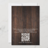 Wood Rustic String Light Country QR Code Wedding Kaart (Achterkant)