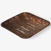 Wood Rustic String Lights Repetitie Diner Trouwen Papieren Bordje (Gebogen)