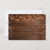 Wood Rustic String Lights Wedding RSVP Kaartje (Achterkant)