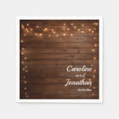 Wood Rustic String Lights Wedding Servet (Voorkant)