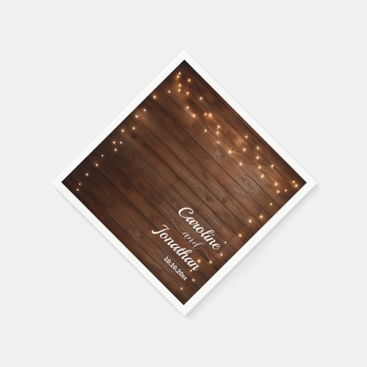Wood Rustic String Lights Wedding Servet (Hoek)