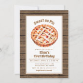 Wood Rustic Sweet als Pie Party Verjaardag uitnodi Kaart (Voorkant)