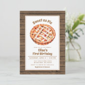 Wood Rustic Sweet als Pie Party Verjaardag uitnodi Kaart (Staand voorkant)