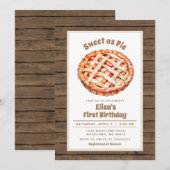 Wood Rustic Sweet als Pie Party Verjaardag uitnodi Kaart (Voorkant / Achterkant)