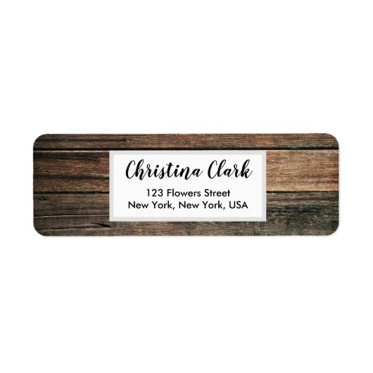 Wood Rustic Texture Personalized Custom Address Etiket (Voorkant)