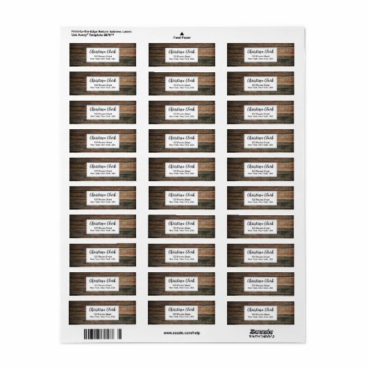 Wood Rustic Texture Personalized Custom Address Etiket (Full Sheet)